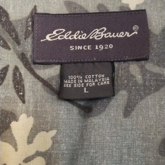 Eddie Bauer Men's Hawaiian Floral Button Down Short Sleeve Shirt Size L - Picture 4 of 9